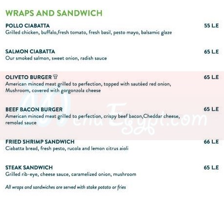 Oliveto delivery menu